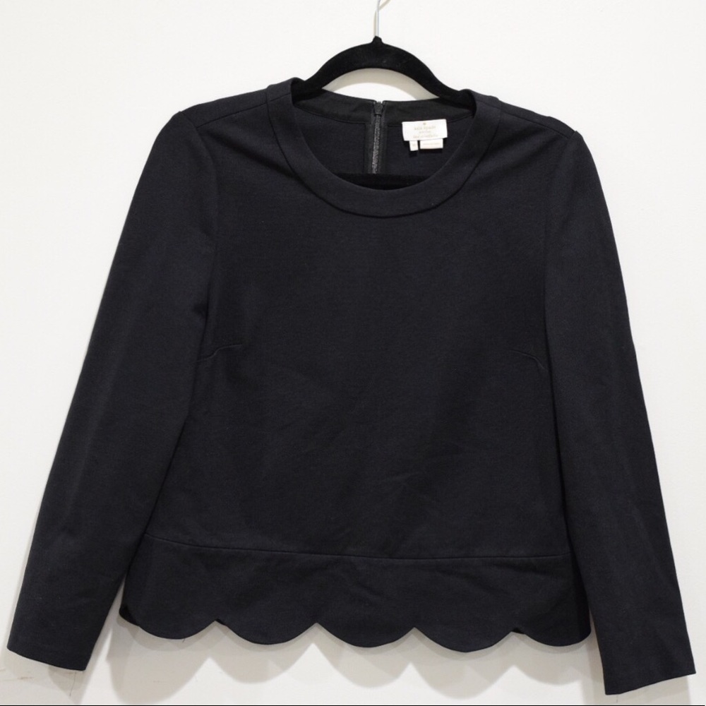 Kate Spade Black Scalloped Trim Top Size 10